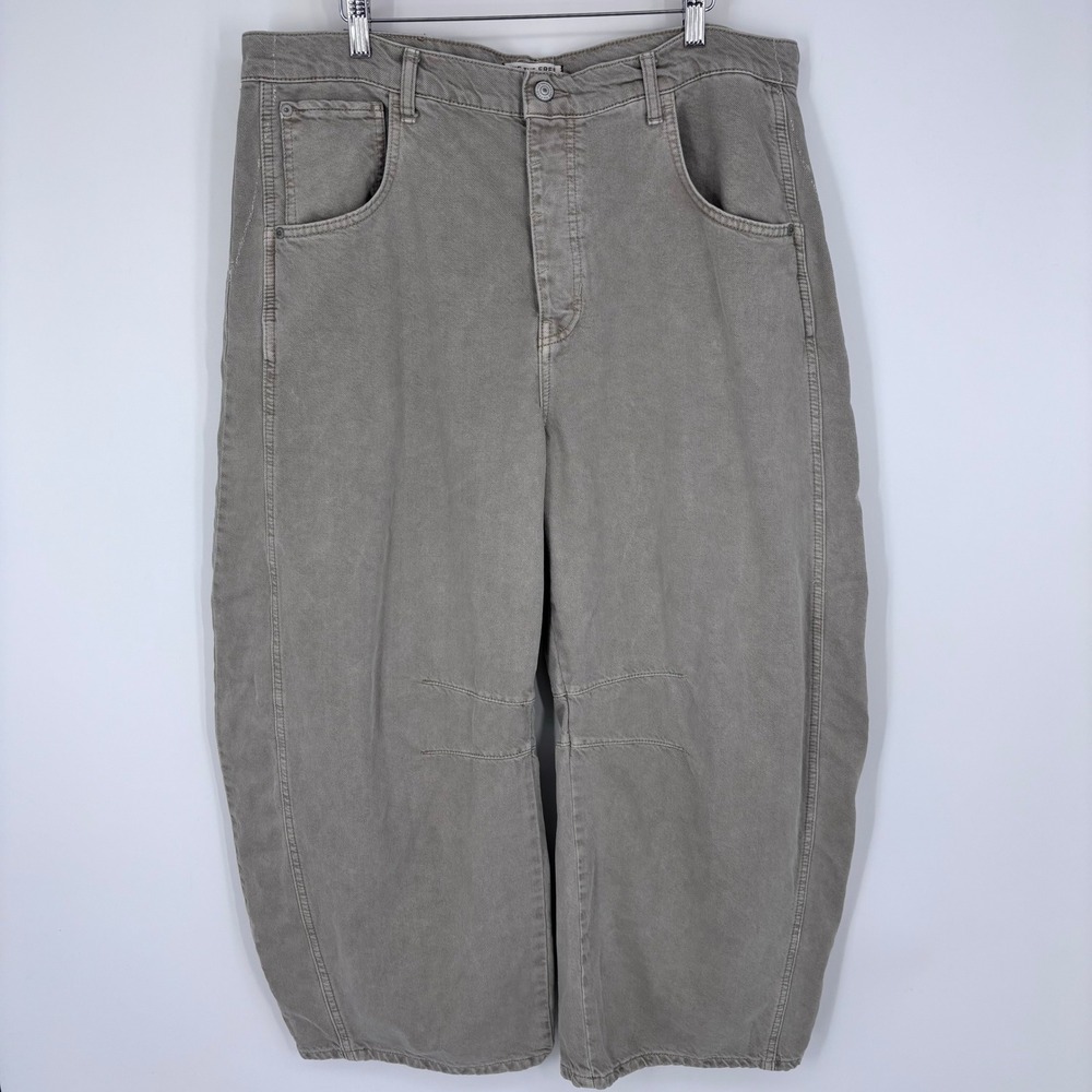 We The Free Free People Good Luck Barrel Jeans Women 33 Grey Wide Leg Boho